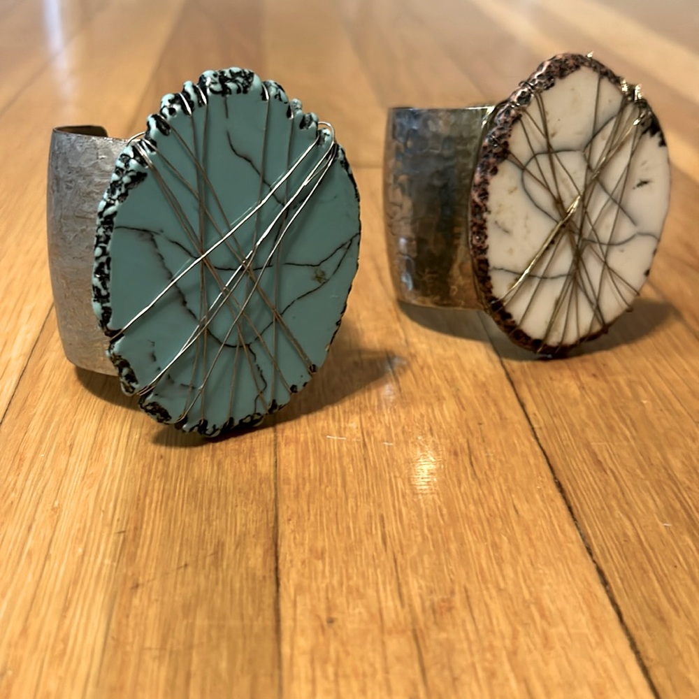 Italian,handmade in Italy, silver steel bracelets, definitely eye catching.